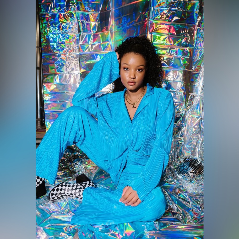 Vibrant Blue Women's Jumpsuit Dressed in Lala Set